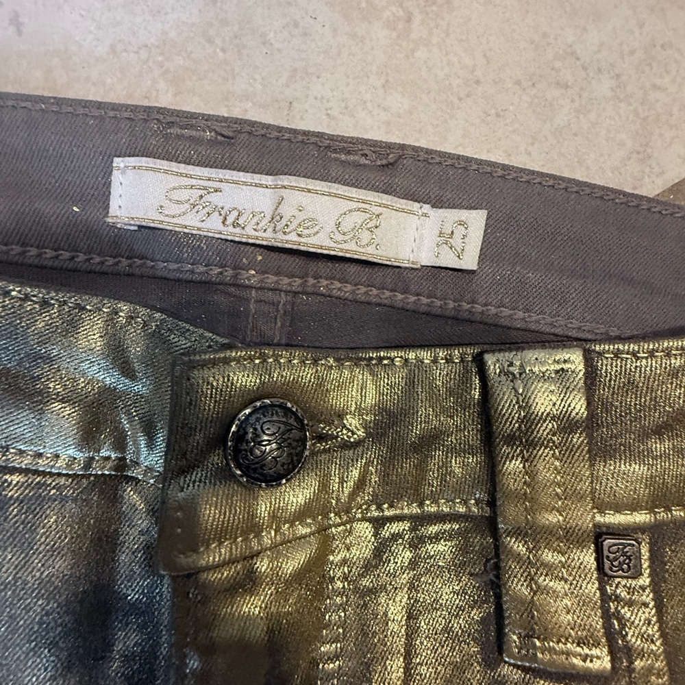 Vintage Rare frankie B Gold Metallic Skinny Jeans - Picture 2 of 5